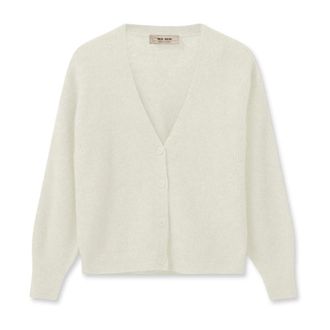 Mos Mosh V-hals Gebreide Vest Ecru - Dames - Vesten - Beige - M - Wol - Truien & Vesten