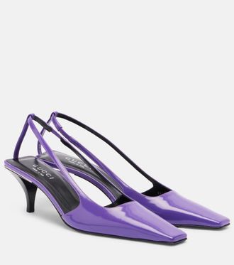 Gucci Embellished leather slingback pumps