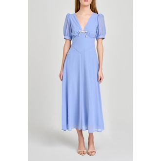 Wayf Juliana Short Sleeve A-Line Midi Dress in Cornflower at Nordstrom, Size X-Small