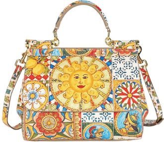 Tiffany & Fred Saffiano Painted Leather Top-Handle Satchel