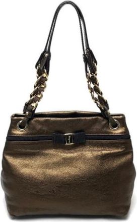 Ferragamo Pre-owned Shoulder Bags, female, Brown, Size: ONE SIZE Pre-owned Leather Shoulder Bag