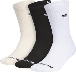 adidas Assorted 3-Pack Trefoil Performance Crew Socks in White at Nordstrom Rack, Size Large