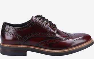Base London Woburn Hi-Shine Brogue LEATHER Mens - Burgundy - Size UK 11
