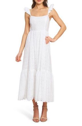 Flying Tomato Embroidered Eyelet Cotton Sundress in White at Nordstrom Rack, Size Medium