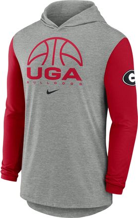 Nike Georgia Basketball Nike Mens Dri-FIT College Long-Sleeve Hooded T-Shirt in Grey | 01NB058PNGB-8SY