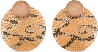 Giorgio Armani patterned-disc earrings - women - Brass/Resin/Silk - One Size - Orange