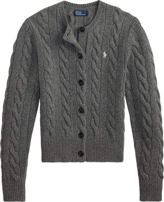 Polo Ralph Lauren Grey Round Neck Logo Cardigan