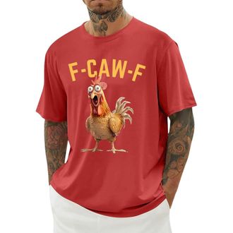 Generic Mens Shirts Short Sleeve, F-CAW-F Mens T Shirt Funny Chicken Scream Shirts Novelty Rooster Graphic Design Tees Short Sleeve Crew Neck Tops Blouse Ligh