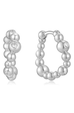 Ania Haie Beaded Huggie Hoop Earrings in Silver at Nordstrom