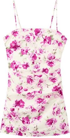 Mango Ruched Floral Dress in Ecru at Nordstrom, Size 10