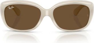 Ray-Ban Jackie Ohh 58mm Cat Eye Sunglasses in Opal Ivory /Dark Brown at Nordstrom