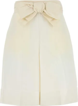 Valentino Garavani Womens White Cotton Blend Bermuda Shorts - Ivory - Size EU 36 (Womens)