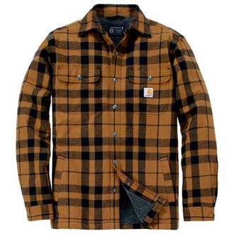 Carhartt Work in Progress Flannel Sherpa-Lined Shirt Jacket Freizeitjacke f&uuml;r Herren | braun