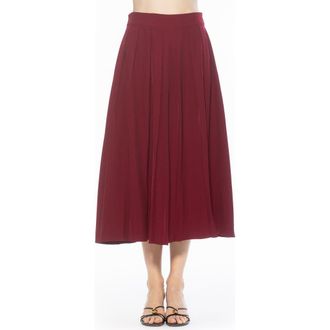 Alexia Admor Oren Pleated Midi Skirt in Burgundy at Nordstrom Rack, Size 12