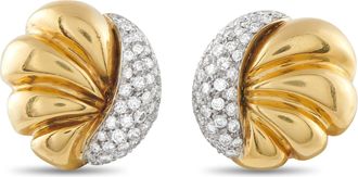 Luxury Bazaar 18K Yellow Gold 2.10 ct Diamond Shell Earrings MF04-011926