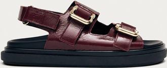 Alohas Womens Harper Onix Leather Sandal In Burgundy