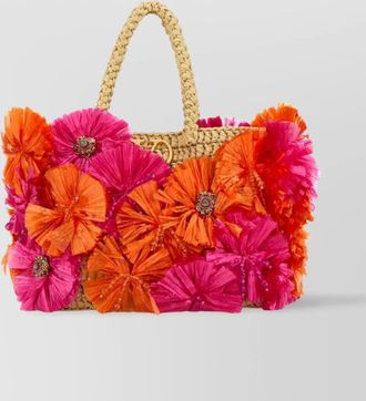 Valentino Garavani vlogo signature small raffia beach bag