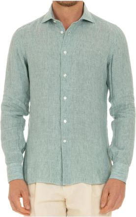 Borriello Delav&eacute; Linnen Overhemd - Heren - Casual Overhemden - Groen - 3XL - Linnen - Overhemden