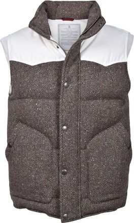Brunello Cucinelli MenS Brown White Wool Sleeveless Vest, Size M