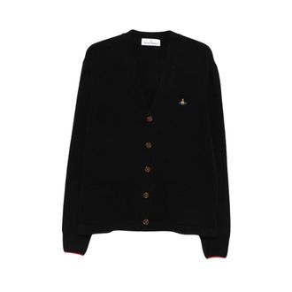 Vivienne Westwood Cardigans, male, Black, Size: S Button V-neck Cardigan