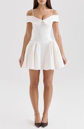 House of CB Elida Off the Shoulder Minidress in Cloud Dancers at Nordstrom, Size X-Large A