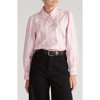 Universal Standard Janet Stretch Poplin Button-Up Shirt in Pink Horizon Stripe at Nordstrom, Size Xxx-Large