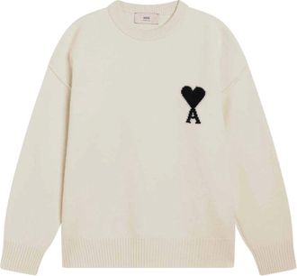 Ami Truien & Vesten, Heren, Beige, M, Stijlvolle Sweaters met Ronde Hals