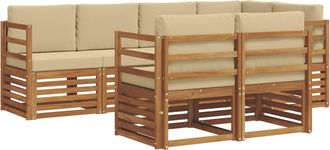 vidaXL Conjunto De Sof&aacute;s De Exterior 7 Uds. Natural Y Beige Poli&eacute;ster Vidaxl