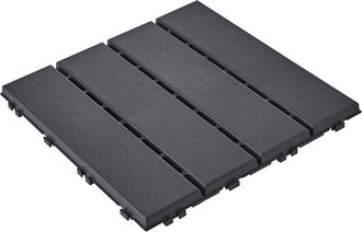 SoBuy Sobuy Biombo Divisor Modular En Negro Baldosa De Pl&aacute;stico Con Textura Antideslizante Panel De Suelo Modular De Polipropileno Para Exteriores 31&times;31&times;2 C