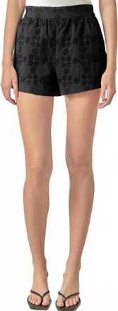 English Factory Embroidered Cotton Shorts In Black