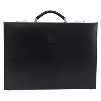 Loewe Anagram Business Leather Black Leather Briefcase Bag (Pre-Owned)