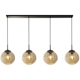 Searchlight Lampadario Contemporaneo Punch Acciaio Nero Vetro 4 Luci E27