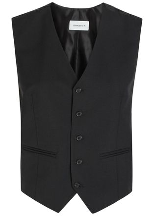 ARMARIUM Mark Wool and Satin Vest - Black - 42 (UK10 / S)