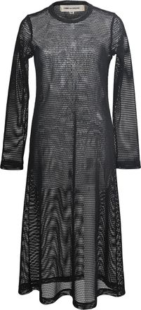 Comme Des Gar&ccedil;ons Comme Des Gar&ccedil;ons Mesh Long Sleeve Midi Dress in Black Polyester