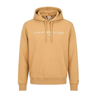 Tommy Hilfiger Hoodie met geborduurd logo - Heren - Sweatshirts & Hoodies - Beige - Maat: M Katoen