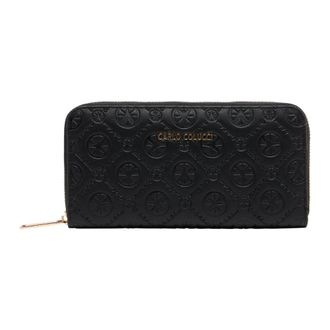 Carlo Colucci Klein Portemonnee met Logo in Reli&euml;f - Dames - Portefeuilles - Zwart - ONE Size - Accessoires