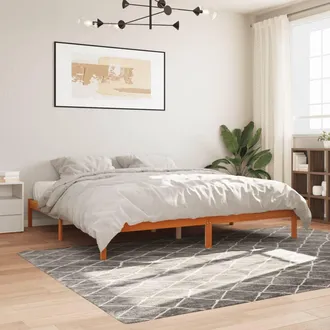 vidaXL Cama Sin Colch&oacute;n Madera Maciza De Pino Marr&oacute;n Cera 200x200 Cm Vidaxl