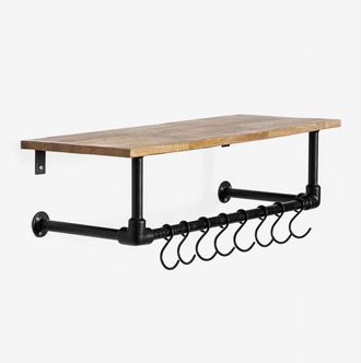 Sklum Sklum - Appendiabiti da parete con mensola in legno di mango e acciaio Jensin