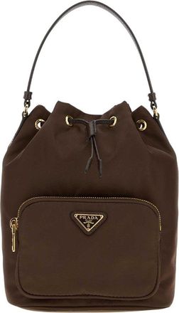 Prada Brown Logo Small Bucket Bag