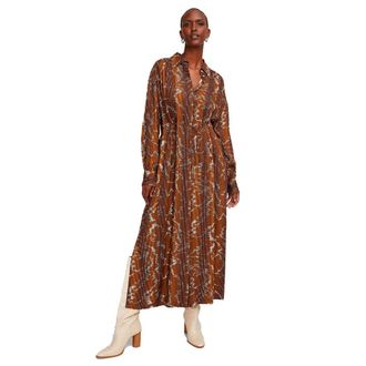 HUGO BOSS Kleedjes, Dames, Bruin, L, Deyela Viscose Jurk