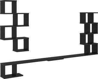 vidaXL Estante De Tv Montado En La Pared Roble Negro 160 X 15 X 94 Cm Vidaxl