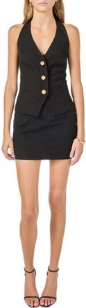 endless rose Novelty Button Cotton Blend Halter Neck Vest in Black at Nordstrom, Size X-Small
