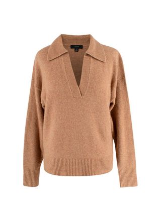J.crew Brown Wool V-neck Jumper Size S