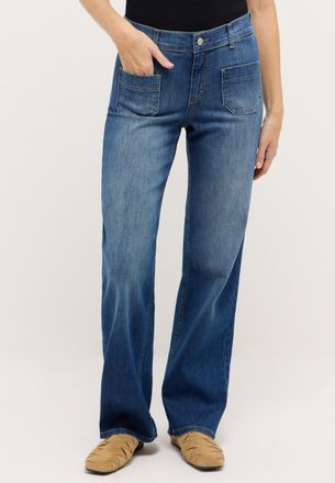 Angels High-waist-Jeans ANGELS Liz Smart, Damen, Gr. 34, L&auml;nge 28, mid blau used, Denim/Jeans, Obermaterial: 91% Baumwolle, 6% Polyester, 3% Elasthan, unifar