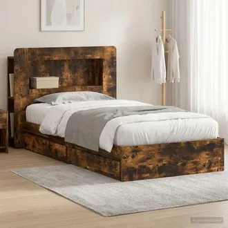 vidaXL Vidaxl Telaio Del Letto Con Storage Rovere Fumo 90 X 200 Cm