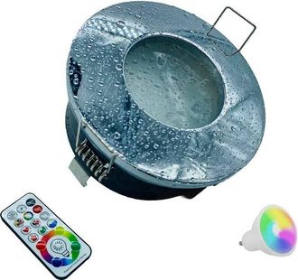 Trade Shop Trade Shop - Proyector Led Empotrado Para La Ducha De Ba&ntilde;o Rgbw 10w Gu10 L&aacute;mpara De Cromoterapia - Chrome