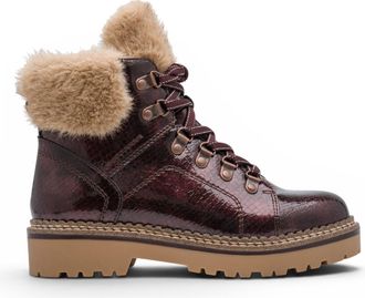 Tamaris Womens Red Faux Leather Warm Winter Ankle Boots - 26264-43
