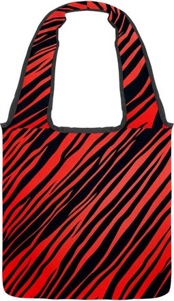 Generic Red Zebra Stripes Reversible Canvas Shoulder Tote - Double-Sided Print, 12oz Cotton, 27cm Drop, Fold-Flat Bag for Travel, Shopping, Street Outings