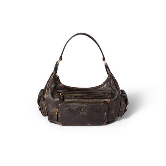 Miu Miu Pocket Nappa Leather Bag, Woman, Coffee