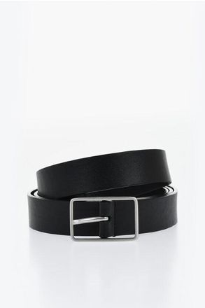 Corneliani Solid Color Leather Belt with Silver-Tone Buckle 30mm size 90